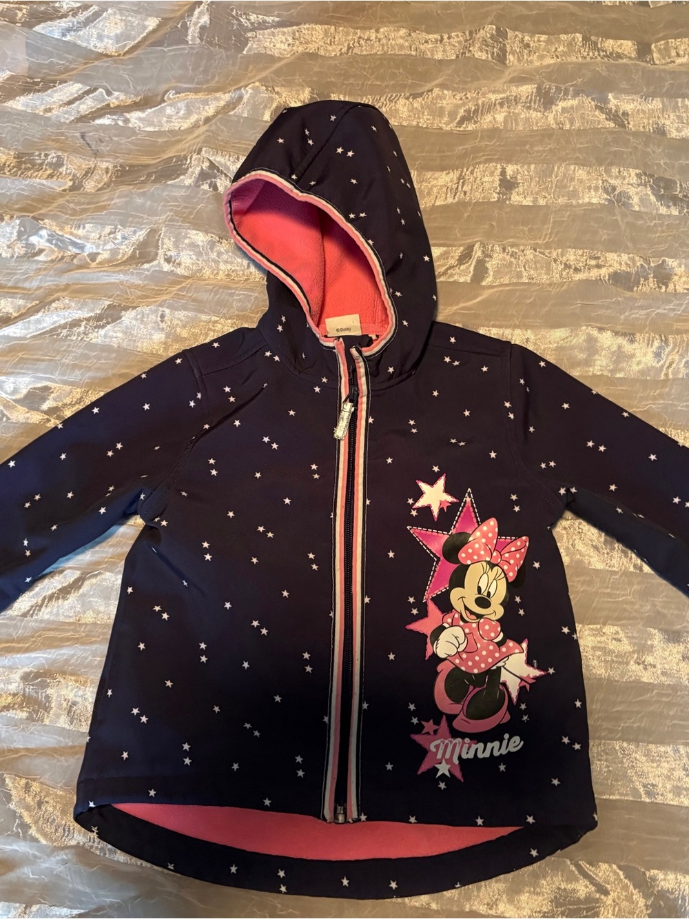 Disney Navy and Pink Minnie Mouse Hooded Zip Jacket